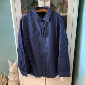 Van Heusen Men's Navy Pinstripe Shirt sz XXL NWT
